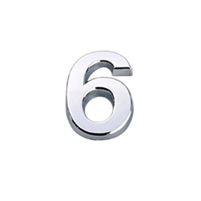 Geeyu ZHaonan Modern House Number 6, 5 cm Self-Adhesive, Silver
