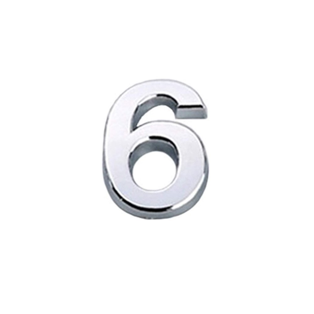 Geeyu ZHaonan Modern House Number 6, 5 cm Self-Adhesive, Silver