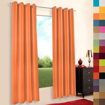 A-TEXTILE-24 High-Quality Made-to-Measure Blackout Curtain with Gather Tape and Eyelets, Orange (H 110 x W 145 cm)