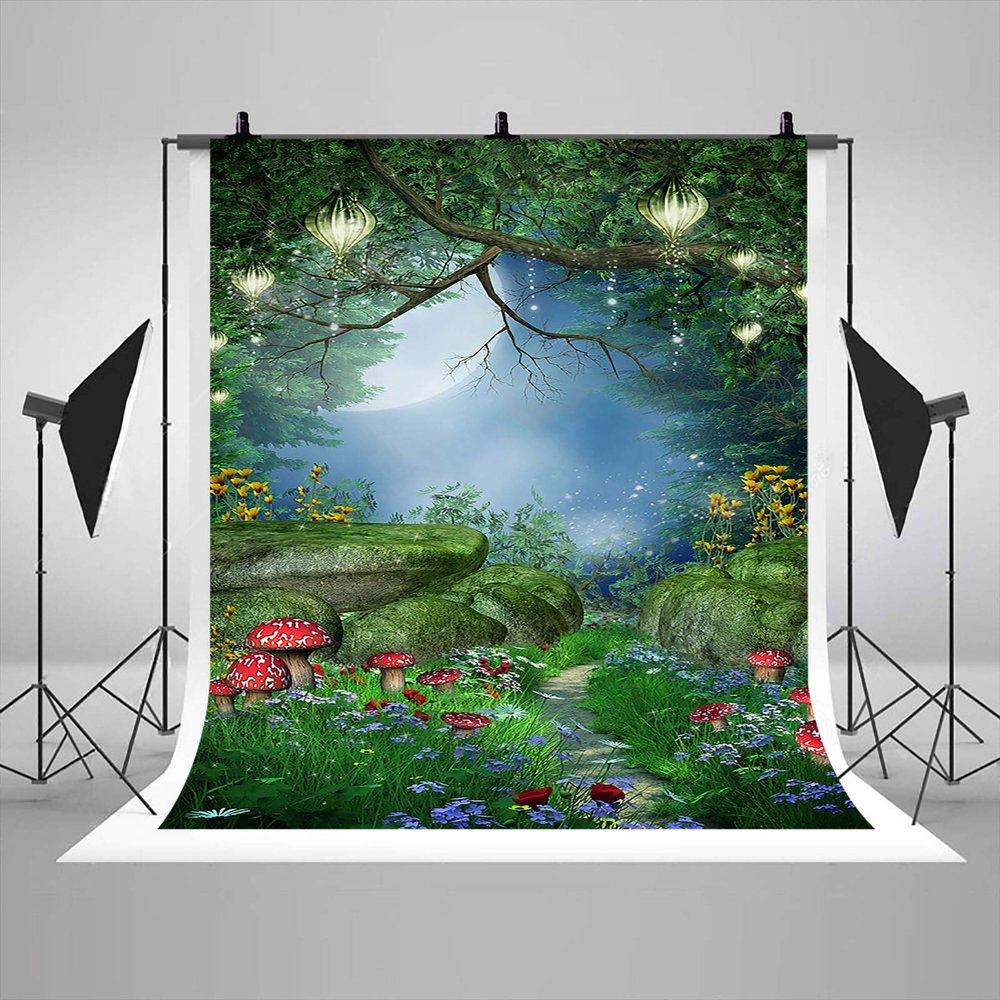 Avezano Enchanted Forest Big Tree and Mushroom Photo Backdrop, 1.2 x 1.8 m