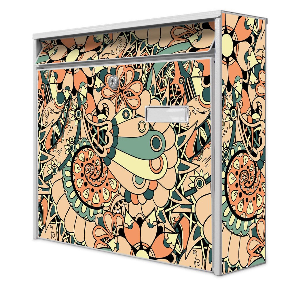 banjado Burg-Wächter Mailbox with Flower 3 Design, 32 x 36 x 10 cm, Without Newspaper Compartment