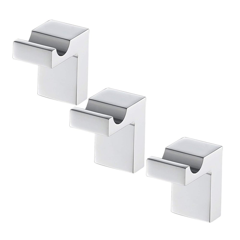 GLYYR Chrome Wall-Mounted Coat and Towel Hooks, 304 Stainless Steel and Brass, 3 Hooks