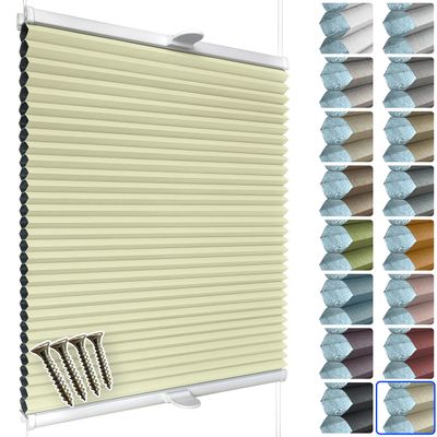 SchattenFreude Custom Honeycomb Pleated Blind for Windows & Doors | 100% Blackout | Screw-Mounted in Glazing Bead | Light Yellow (White Back) | 130–140 cm W x 30–100 cm H