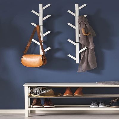 Premium Racks Coat Rack & Hat Shelf - Modern Wall-Mounted Design - White