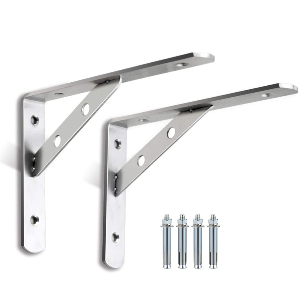 2-Pack Heavy-Duty Stainless Steel Shelf Brackets