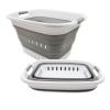 SAMMART 37L Set of 2 Collapsible Plastic Laundry Hampers, White/Gray view 1