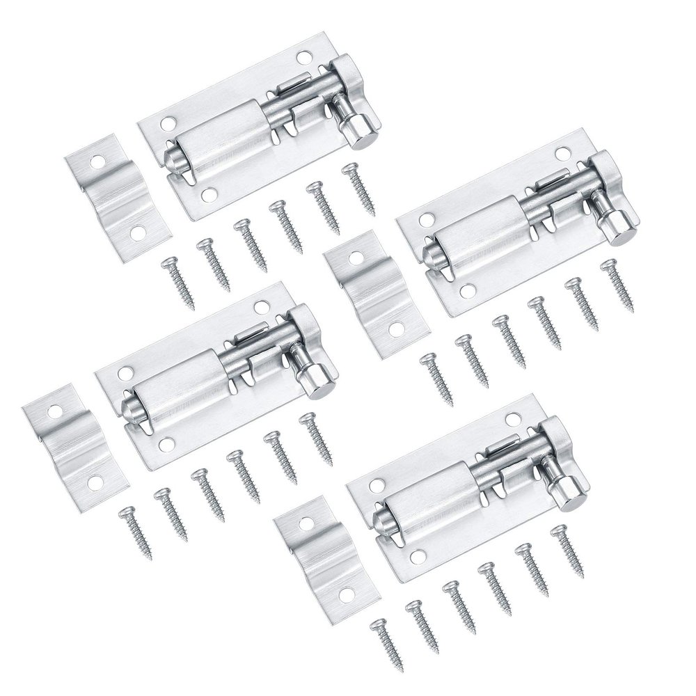 4-Pack 3-Inch Door Bolts, Stainless Steel Slide Latches