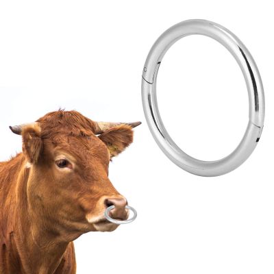 HERCHR 3.9-Inch Cow Nose Ring, Stainless Steel Livestock Veterinary Tool