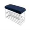EMRA WOOD by M-DEKO LPG-5 Upholstered Shoe Bench, Dark Blue Velour, White Alder Wood, 80 × 50 × 40 cm view 1