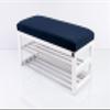 EMRA WOOD by M-DEKO LPG-5 Upholstered Shoe Bench, Dark Blue Velour, White Alder Wood, 80 × 50 × 40 cm view 2