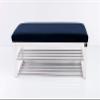 EMRA WOOD by M-DEKO LPG-5 Upholstered Shoe Bench, Dark Blue Velour, White Alder Wood, 80 × 50 × 40 cm view 3