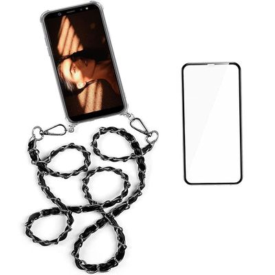 Wishcover Phone Necklace Case for iPhone 11, Gold Metal Chain with Anti-Shock TPU Case
