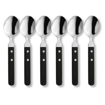 Amefa PIZZA Steak Spoon Set for 6, 18/0 Stainless Steel, Plastic Handles