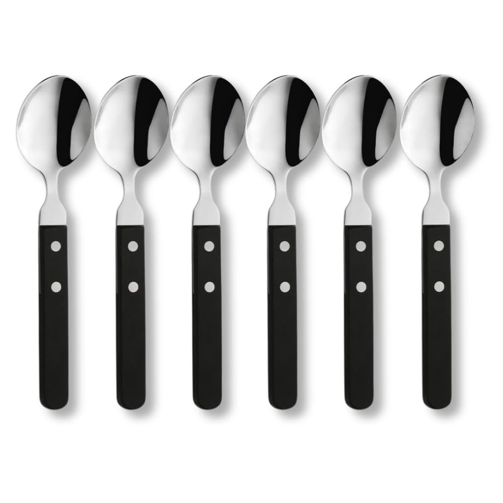 Amefa PIZZA Steak Spoon Set for 6, 18/0 Stainless Steel, Plastic Handles