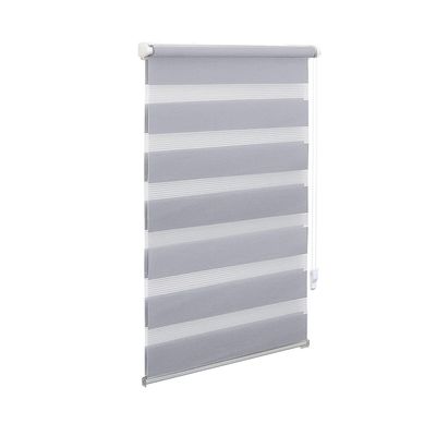 OBdeco Double Roller Blind, No-Drill Clamp Mount, 95 x 220 cm, Light Gray