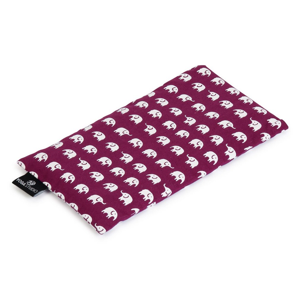 Yoga Studio Organic Eye Pillow, 23 x 13 cm, Flaxseed-Filled Cotton, for Tired Eyes, Relaxation and Headaches (Purple Elephant)