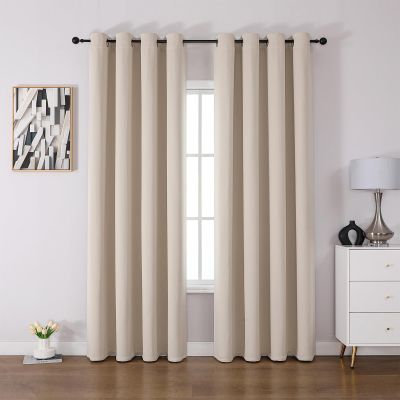 CUCRAF Blackout Curtains with Grommets, 2-Piece Set, H245 x W140 cm, Beige