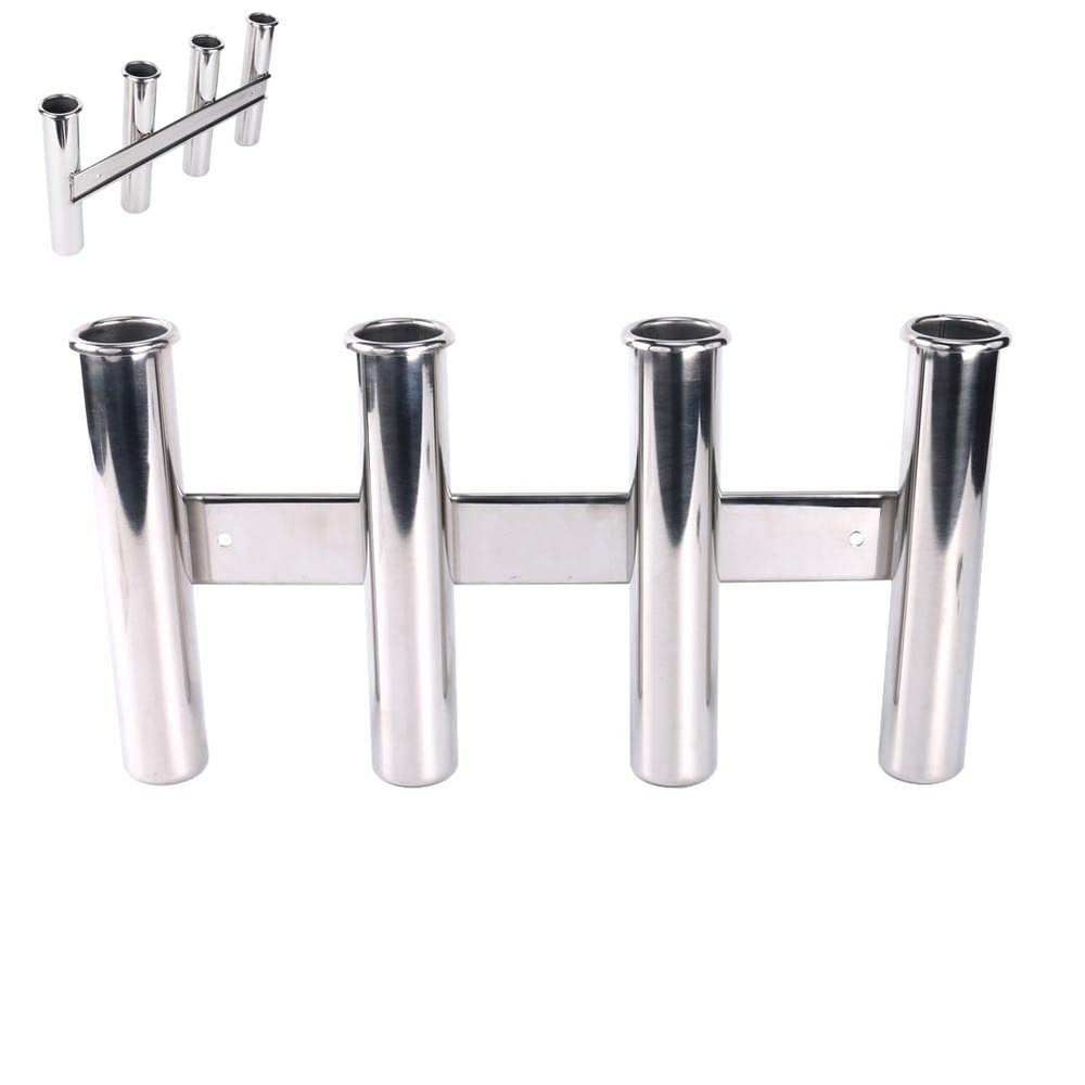 Wall-Mounted 316 Stainless Steel Rod Holder, 4 Tubes