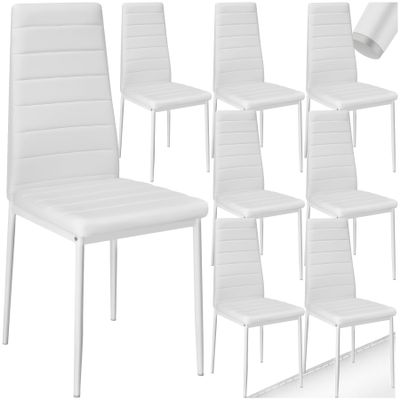 tectake Set of 8 Elegant Ergonomic Dining Chairs with High Backrest, White
