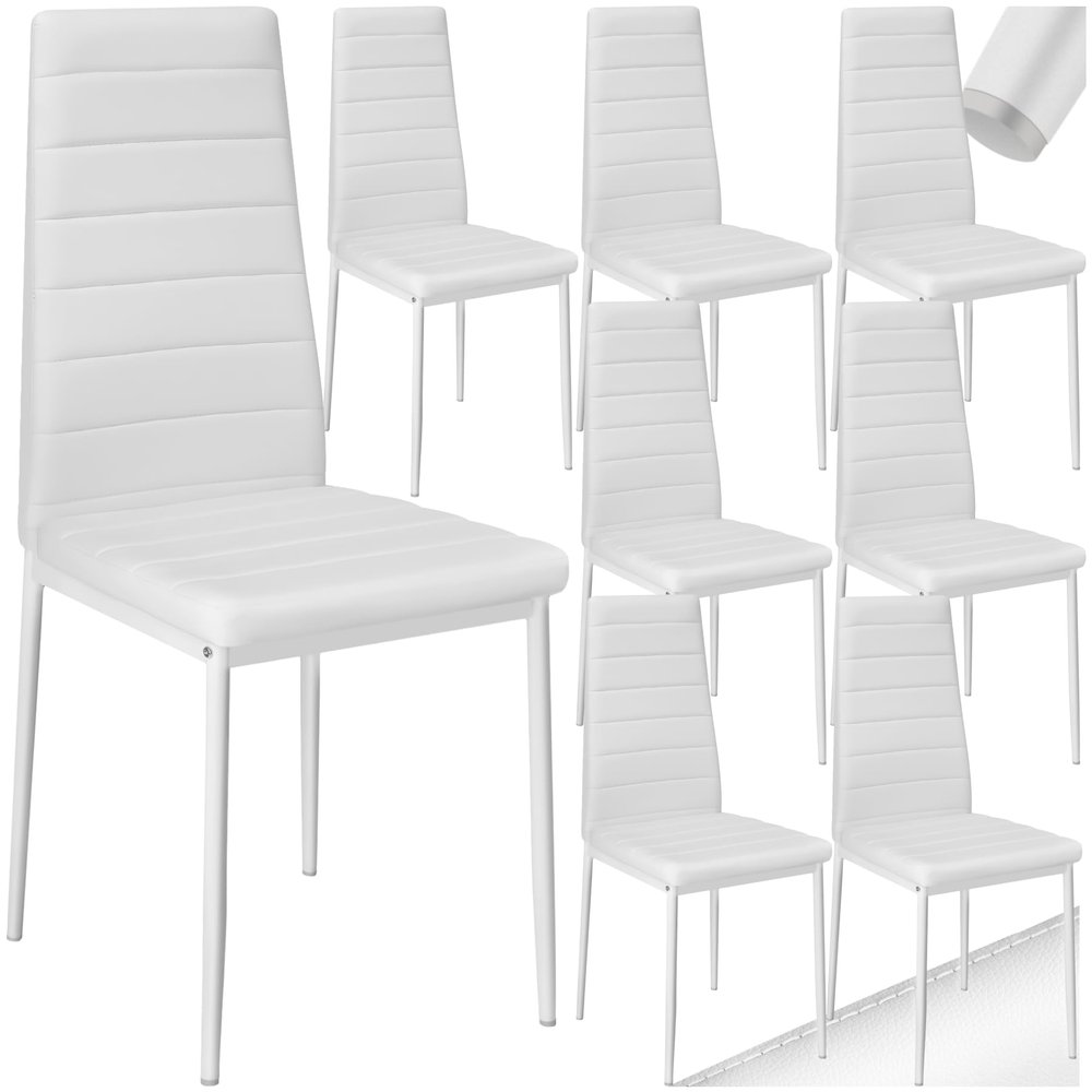 tectake Set of 8 Elegant Ergonomic Dining Chairs with High Backrest, White