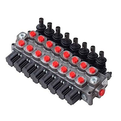 Galtech 8-Section 1/2 BSP 60 L/min Double-Acting Cylinder Spool Hydraulic Monoblock Valve