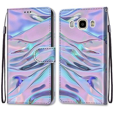ShinyCase Flip Wallet Case for Samsung Galaxy J7 2016, Purple-Pink Pattern