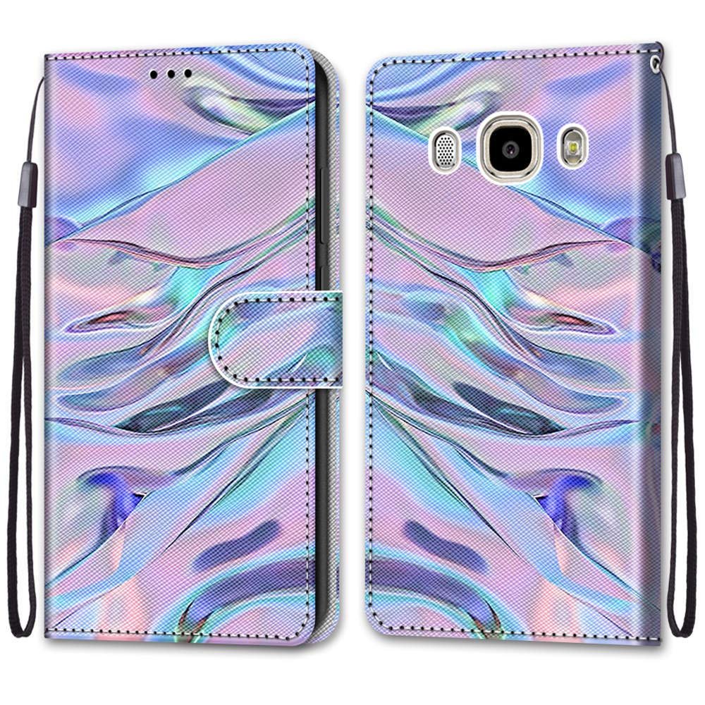 ShinyCase Flip Wallet Case for Samsung Galaxy J7 2016, Purple-Pink Pattern