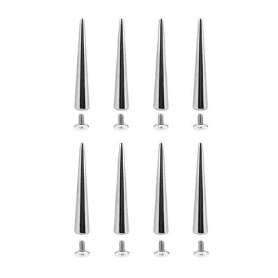 Silver Metal Rivets 10 × 55 mm, Screw Rivets Gothic Spikes, 8 Pieces