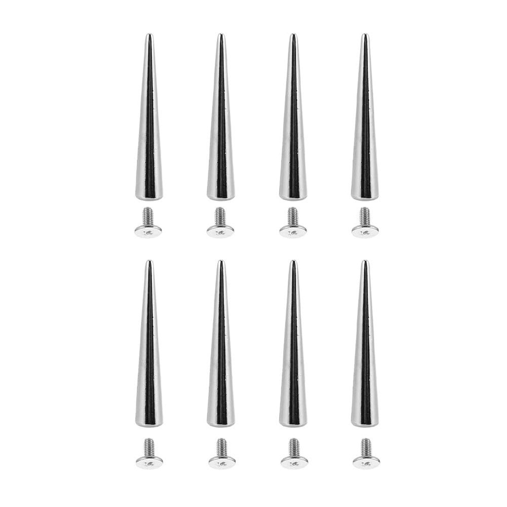 Silver Metal Rivets 10 × 55 mm, Screw Rivets Gothic Spikes, 8 Pieces