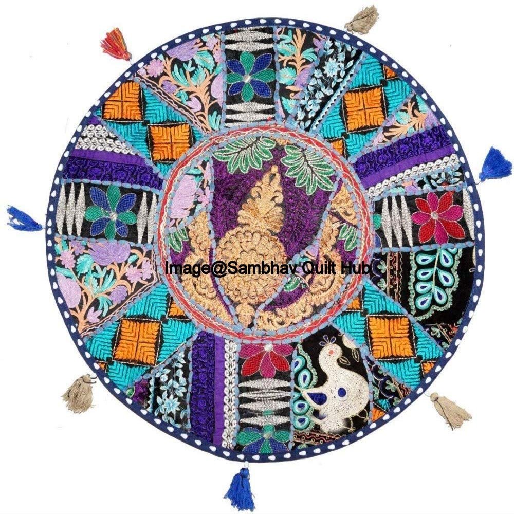 Handmade Vintage Patchwork Floor Cushion Cover, Cotton, Boho Chic