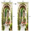 A.Monamour Self-Adhesive Door Wallpaper, 3D Italian Old Street Architecture, Flowers and Garden, Vinyl Wall Mural, 90 x 200 cm view 3