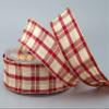 finemark 20 m x 40 mm Plaid Christmas Ribbon, Bordeaux/Cream/Gold (124), Lurex Wired Edge view 1