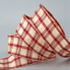finemark 20 m x 40 mm Plaid Christmas Ribbon, Bordeaux/Cream/Gold (124), Lurex Wired Edge view 2