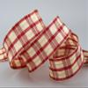 finemark 20 m x 40 mm Plaid Christmas Ribbon, Bordeaux/Cream/Gold (124), Lurex Wired Edge view 3