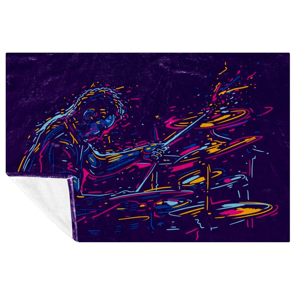 BestIdeas Rock Drummer Print Throw Blanket, 59 x 39 in