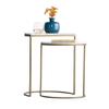 FUFU Set of 2 Half-Moon Console Tables, Marble and Metal, Gold view 1
