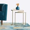 FUFU Set of 2 Half-Moon Console Tables, Marble and Metal, Gold view 2