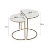 FUFU Set of 2 Half-Moon Console Tables, Marble and Metal, Gold view 4