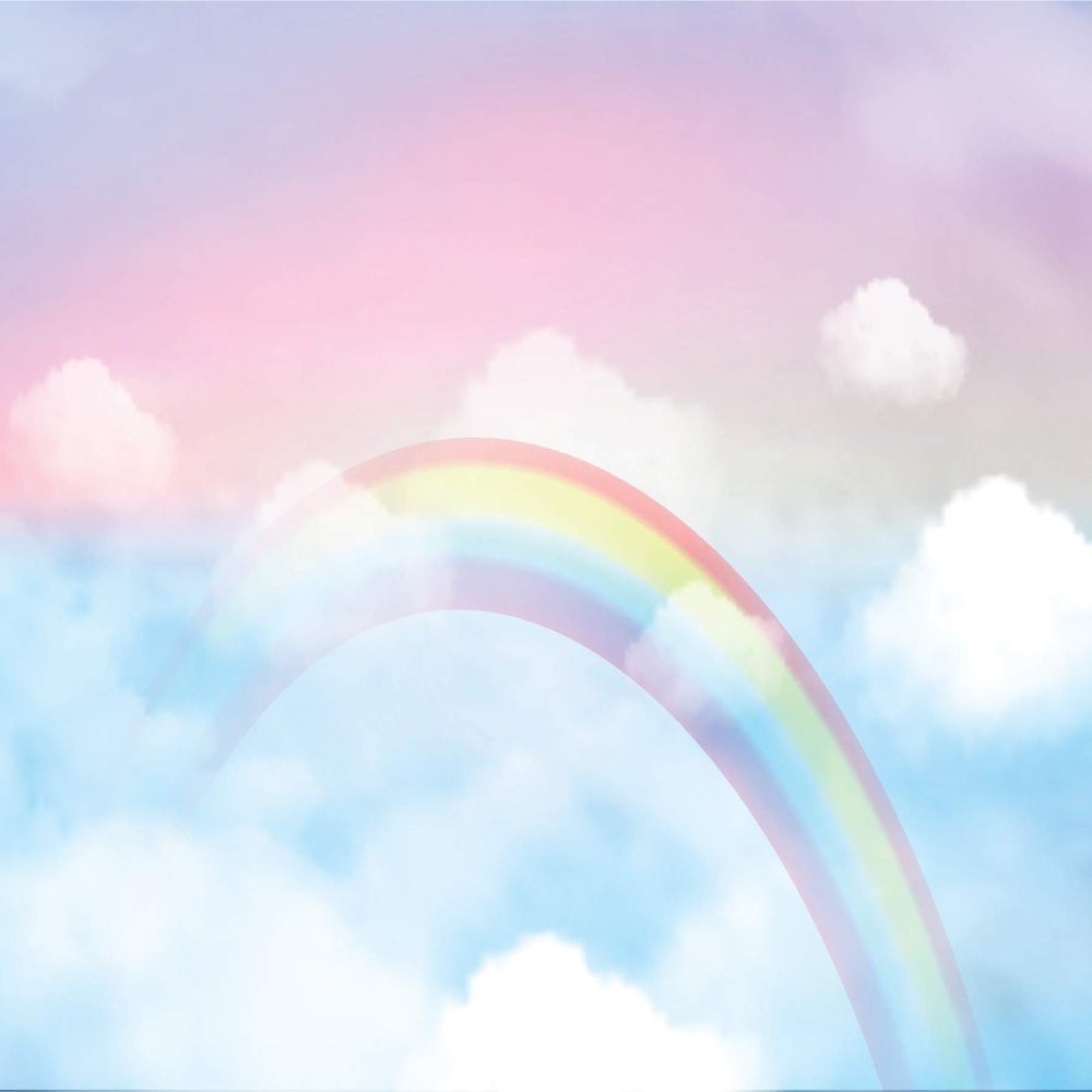 Muralo Non-Woven Photo Wallpaper 360 x 240 cm, Fairy-Tale Rainbow Sky for Kids' Room