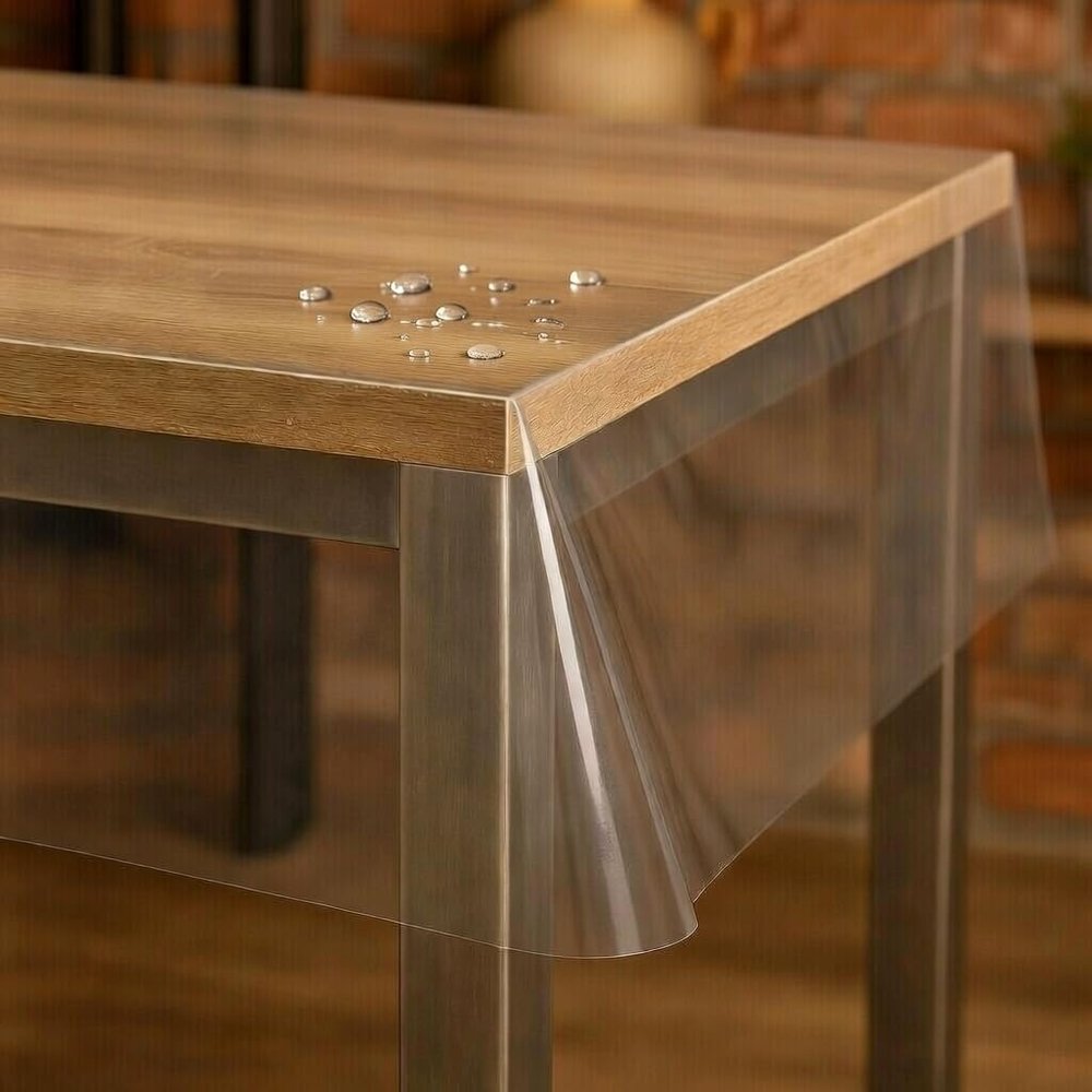 Transparent Protective Table Cover, 0.3 mm, Rectangular, 80 x 210 cm