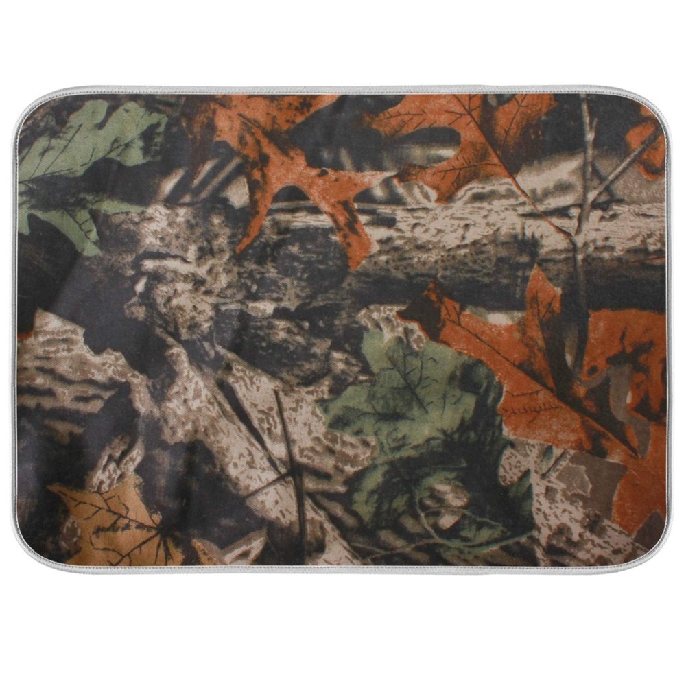 HaJie Quick-Dry Dish Drying Mat, Vintage Leaves Camo, 40.6 x 45.7 cm