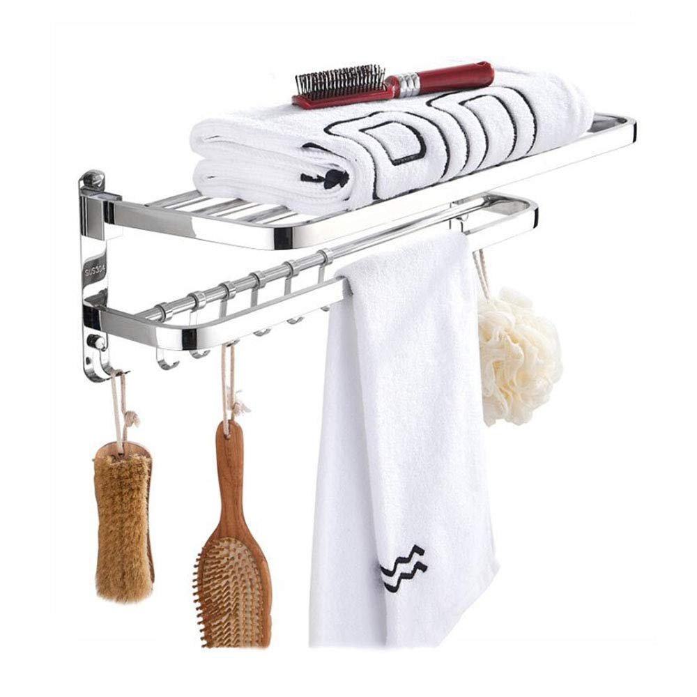 WLVG Bathroom Towel Rack with Two Towel Bars, SUS 304 Stainless Steel, 80 cm