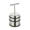 Relaxdays Door Stopper with Handle, for Doors and Windows, Tall, Round, Indoor, Rubber, Stainless Steel Floor Buffer, 7 cm, Silver view 1