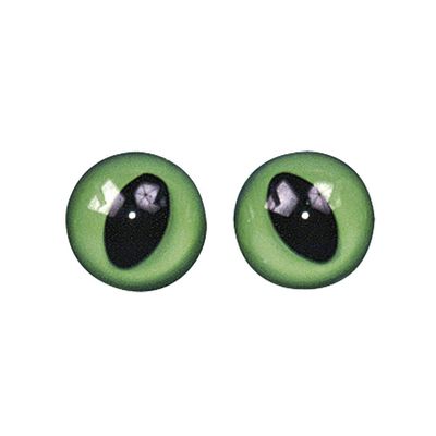 Sibylle's Gift Items 2 Pairs of Cat Eyes for Sewing, Green-Black, 12mm Diameter