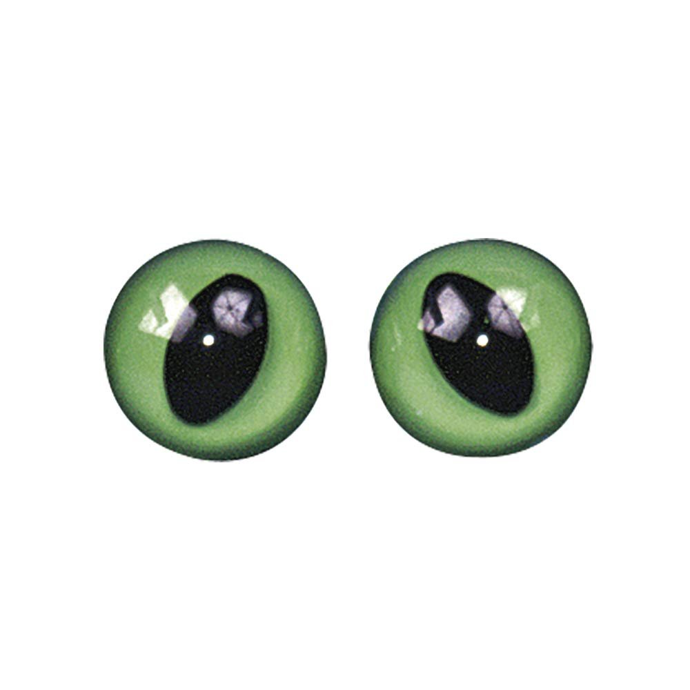 Sibylle's Gift Items 2 Pairs of Cat Eyes for Sewing, Green-Black, 12mm Diameter