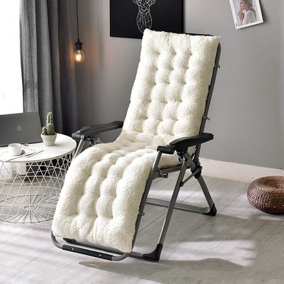 SAFAJINHH Outdoor/Indoor Chaise Lounge Cushion, White, 130 x 50 x 12 cm