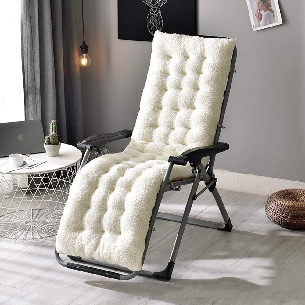SAFAJINHH Outdoor/Indoor Chaise Lounge Cushion, White, 130 x 50 x 12 cm