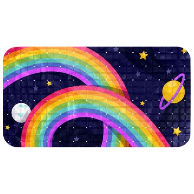 Bennigiry Eco-Friendly Non-Slip Bathtub Mat, Latex-Free, 67 x 37 cm, Rainbow Stars