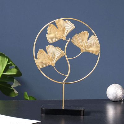 LIJUCAI Nordic INS Luxury Golden Monstera Leaf Statue, Iron Metal Artwork, Home Decor, Ginkgo Leaves, S