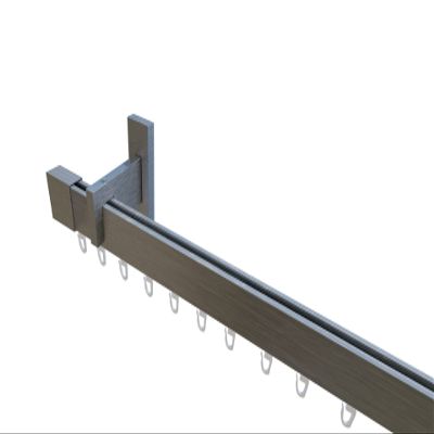 tilldekor INLINE interior-track curtain rod, angular, aluminum, 310 cm, single track, brushed stainless steel